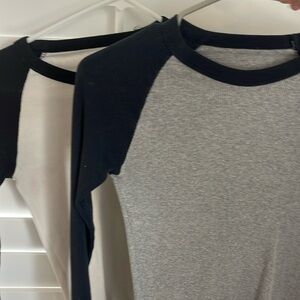 Brandy Melville 2 pc long sleevee toos (black & white, grey & navy blue)